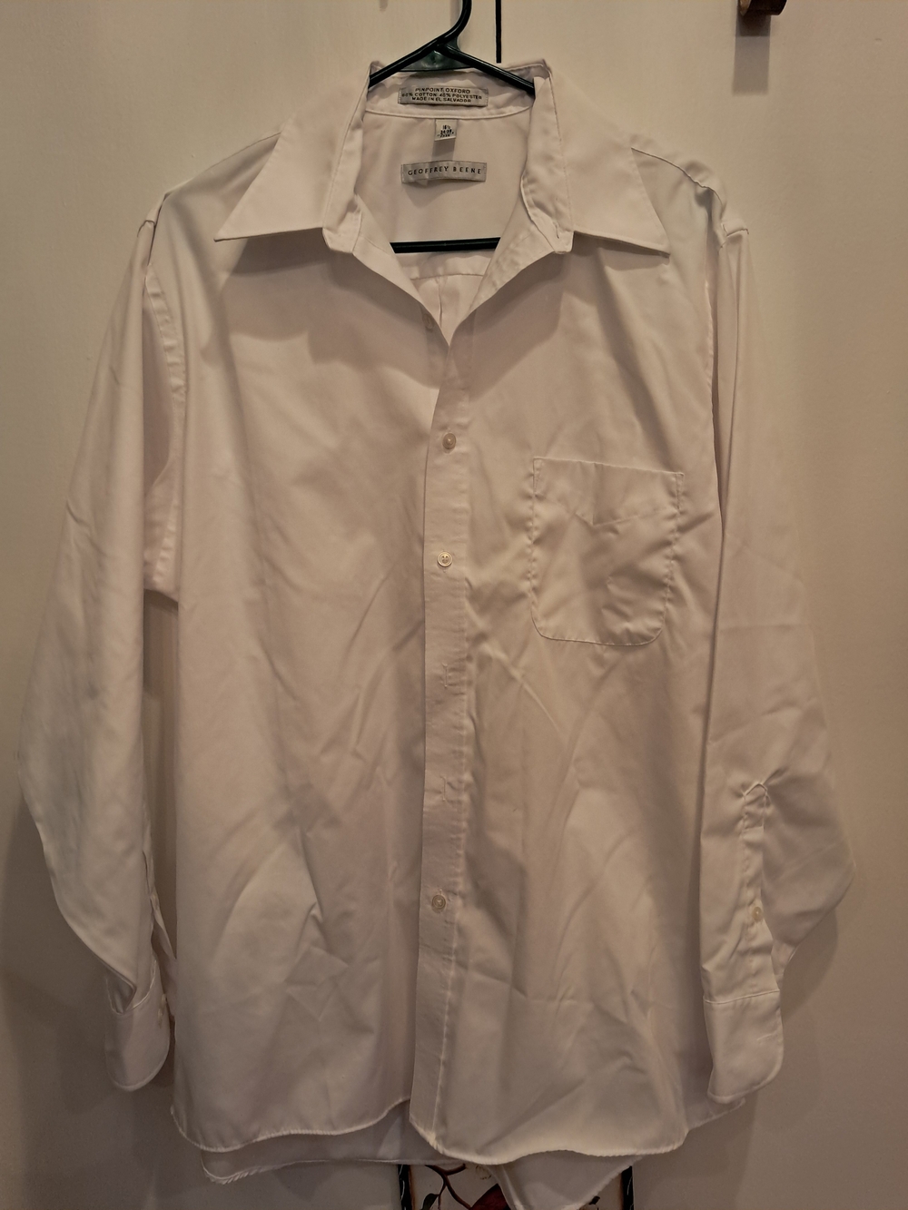 Geoffrey Beene White Men's Long Sleeve Dress Shirt